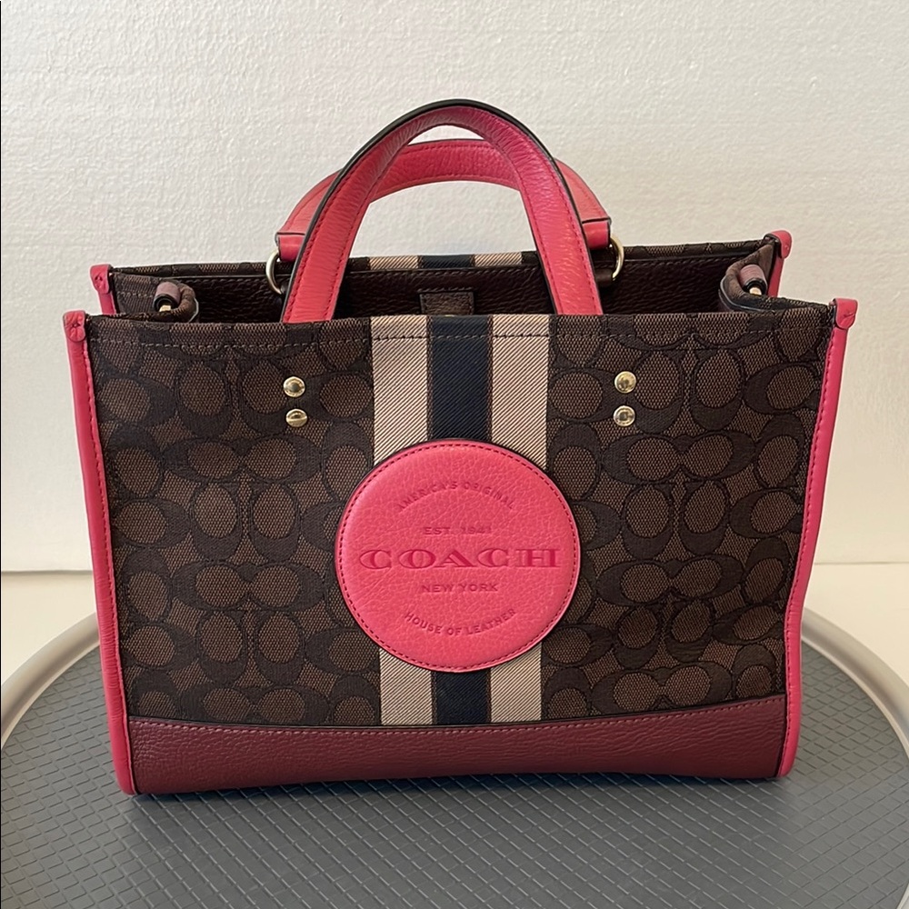 Coach Pink and Brown Women's Bag Inside Pockets Detachable Strap Smoke Free Home